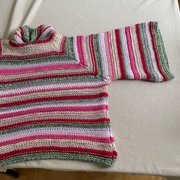 NWOT Anthropology Women chunky knit boho Cowl neck sweater size M/L Italy - Picture 9 of 9